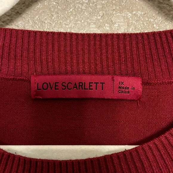 Love Scarlett Burgundy Pullover Sweater 1X - Picture 3 of 6